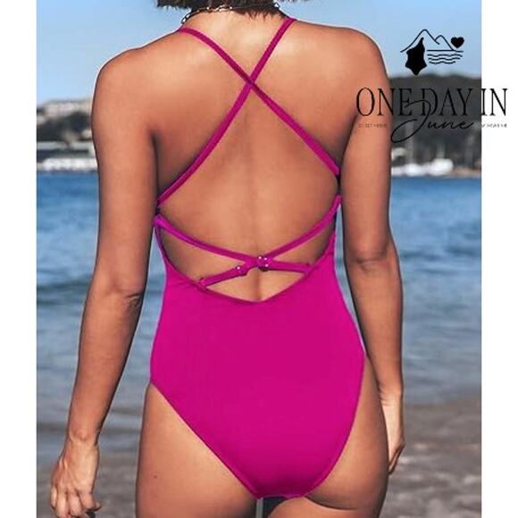 Cupshe Ribbed Lace Up Front Swimsuit Size M - Picture 2 of 7